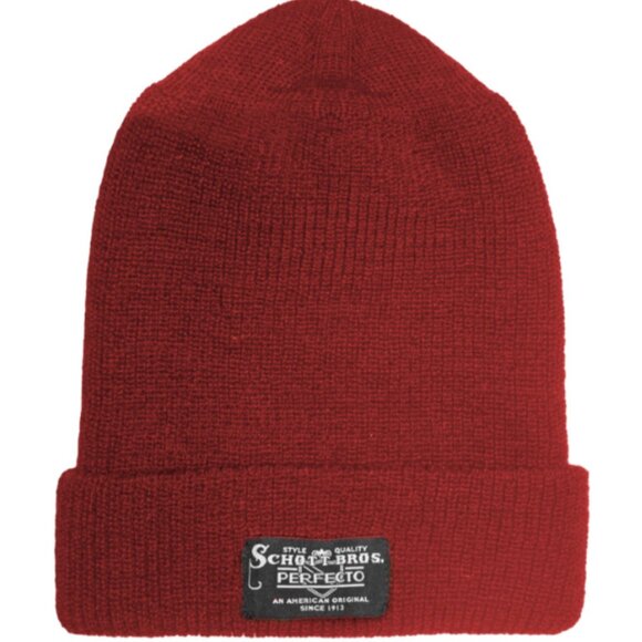 New! Schott NYC Red Wool Perfecto Knit Military Watch Cap One Size Fits All - Picture 1 of 10